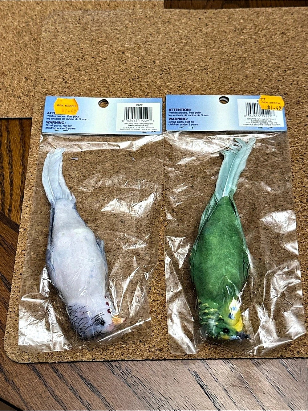 Vintage 1990s Crafting Bird Craft Set of 2 Danson Decor Floral Arrangements